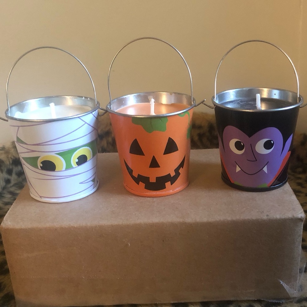 Handmade Halloween Tin Candles (3) unscented
